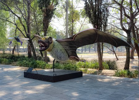 Photo for Temporary Exhibition QUIROPTERA present a Giant The hoary bat (Lasiurus cinereus) installed in Road of the Composer in Chapultepec, Mexico City - Royalty Free Image