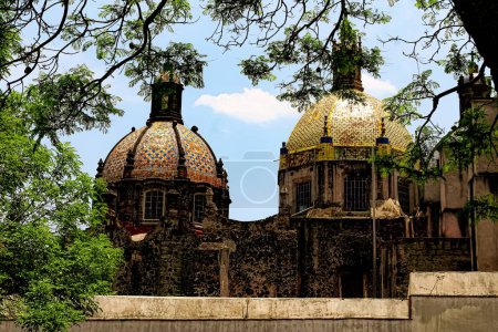 Photo of the cupolas of Temple of Carmen of San Angel in Mexico City
