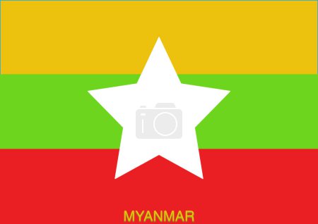Flags of the world for school with name, country Myanmar