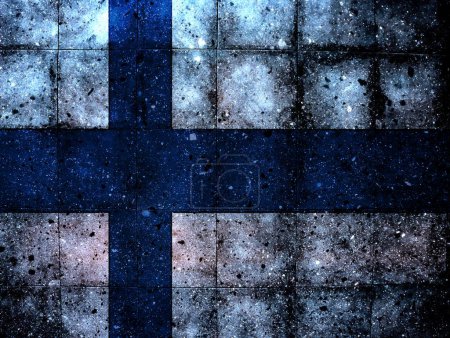 Téléchargez les photos : Photo d'un mur de granit peint avec le drapeau de la Finlande - en image libre de droit
