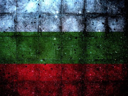 Photo of a wall of granite painted with the flag of Bulgaria or Republic of Bulgaria