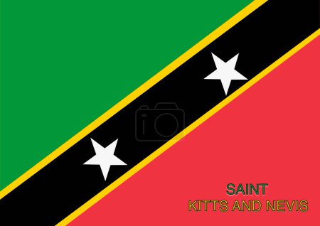 Flags of the world for school with name, Country Saint Kitts and Nevis or  Federation of Saint Kitts and Nevis