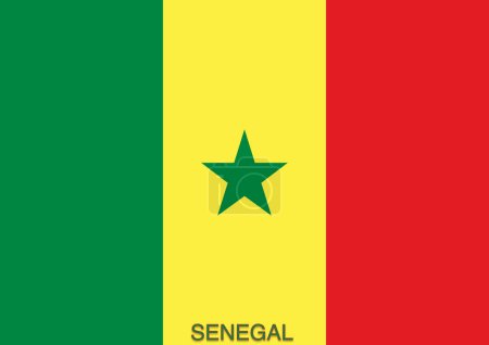 Banderas del mundo para la escuela con nombre, País Senegal República de Senegal.