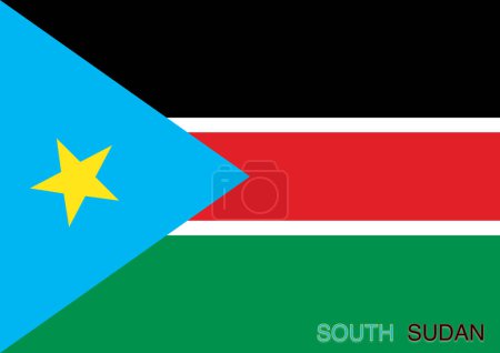Flags of the world for school with name, Country SouthSudan or Republic of South Sudan