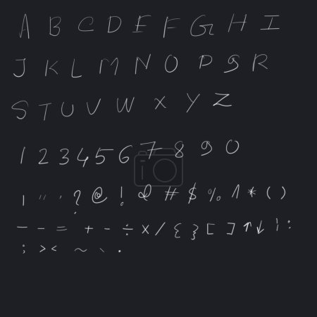 Vector grunge chalkboard alphabet and numbers