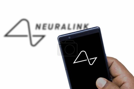 Photo for Neuralink logo displayed on smartphone.Dhaka, Bangladesh - 02 February 2024. - Royalty Free Image