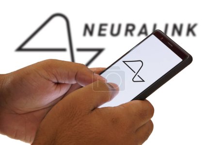 Photo for Neuralink logo displayed on smartphone.Dhaka, Bangladesh - 06 February 2024: - Royalty Free Image
