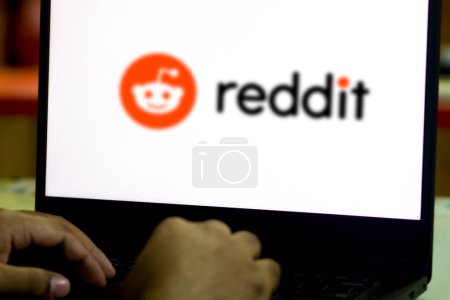 Photo for Reddit logo displayed on a smartphone device,Dhaka,Bangladesh- 28 February 2024. - Royalty Free Image