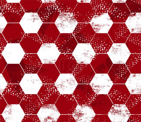 Illustration for Seamless football pattern with soccer ball. Hexagons web repeat print for sport textile, clothes, wrapping paper. - Royalty Free Image