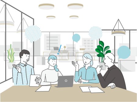 Men and women - Business people meeting in a stylish office - Illustration material of a business team