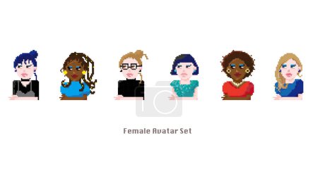 avatar 1 -Dot painting female avatar set - fashionable icon set simple vector material