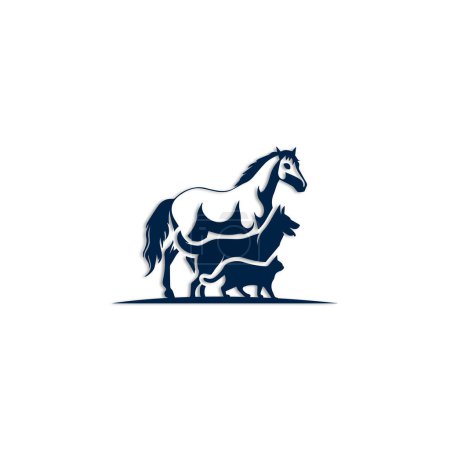 Creative logo design. Horse, Dog, Cat vector template