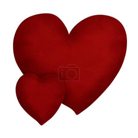 Romantic watercolor red hearts illustration.Happy Valentine's day card,Symbol of love,Romantic decorative love sign on white background.