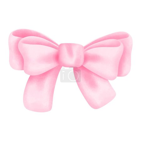 Watercolor pink coquette bow illustration. Hand drawn girly accessory item clipart, perfect for valentines day gifts, nursery decorations, and holiday celebrations