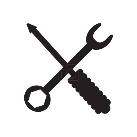 Illustration for ICON OF SCREWDRIVER AND KEY RING - Royalty Free Image