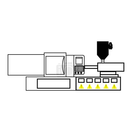 Téléchargez les illustrations : Plastique machine de moulage par injection icône vectoriel illustration symbole conception - en licence libre de droit