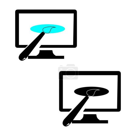 Illustration for Writing icon on monitor vectors illustration symbol design - Royalty Free Image