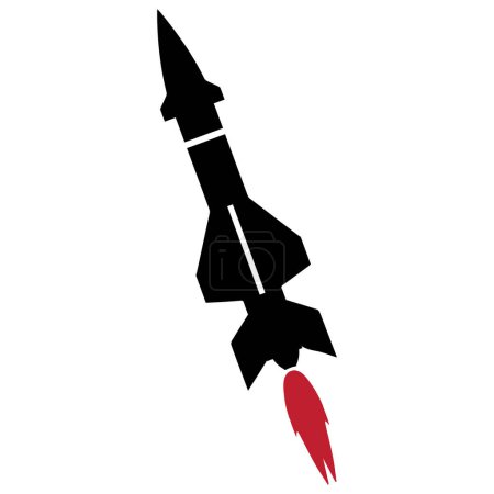 Téléchargez les illustrations : Illustration vectorielle d'icône de missile et de fusée - en licence libre de droit