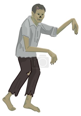 Ilustración de Zombie muerto viviente garabato espeluznante. Ilustración vectorial de Halloween en estilo de dibujos animados. Monstruo aterrador clip arte aislado sobre fondo blanco.. - Imagen libre de derechos