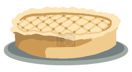 Homemade pie. Doodle of home cooking. Hand drawn vector illustration of cottagecore aesthetic. Simple drawing isolated on white. Single clipart for decor, menu, sticker, design, postcard, print.