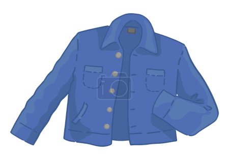 Doodle of denim jacket. Clip art of spring outerwear. Cartoon vector illustration clipart isolated on white.