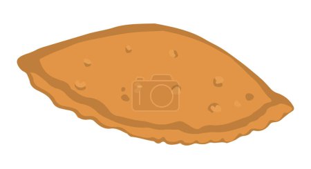 Illustration for Cheburek, pastry empanada, traditional cuisine. Fried pie with stuffing, fast food single doodle. Hand drawn vector illustration in flat style. Cartoon clipart isolated on white background. - Royalty Free Image