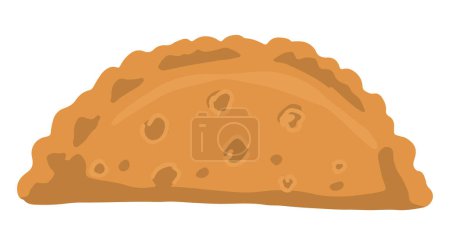 Cheburek, pastry empanada, traditional cuisine. Fried pie with stuffing, fast food single doodle. Hand drawn vector illustration in flat style. Cartoon clipart isolated on white background.