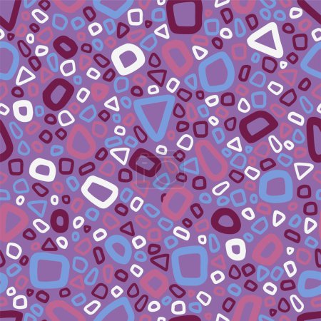 Abstract hand drawn vector seamless pattern. Detailed background of random shapes. Bright colorful wallpaper in purple colors. Universal design for print, wrapping paper, fabric, textile, ornament etc