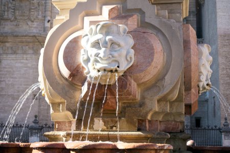 Photo for The sculpture of a fountain in the center of the city center of barcelona, spain - Royalty Free Image