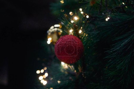 Photo for Close - up of a red christmas ball - Royalty Free Image