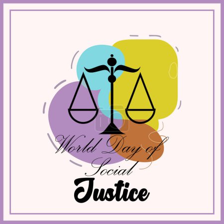 Ilustración de Día Mundial de la justicia social plantilla vectorial. Día de la justicia social vector, bandera, cubierta, cartel, marco, fondo - Imagen libre de derechos
