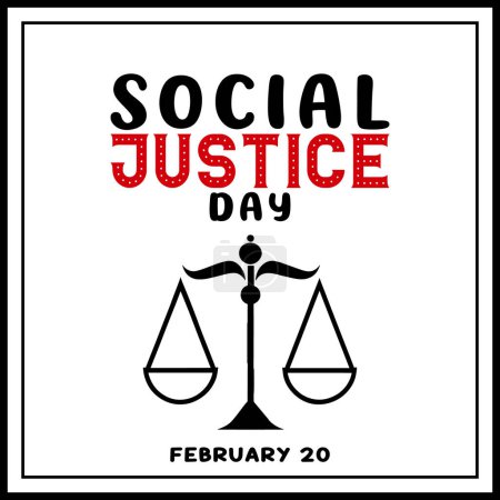 Ilustración de Día Mundial de la justicia social plantilla vectorial. Día de la justicia social vector, bandera, cubierta, cartel, marco, fondo - Imagen libre de derechos