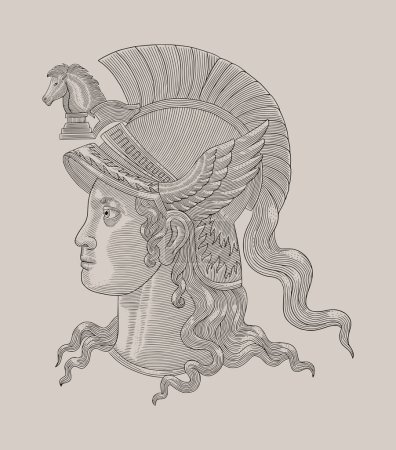 Illustration for Goddess athena from greek roman, vintage engraving drawing style illustration - Royalty Free Image