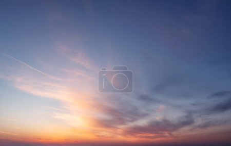Photo for Beautiful sky with clouds during sunset or sunrise. Panoramic skyscape. - Royalty Free Image