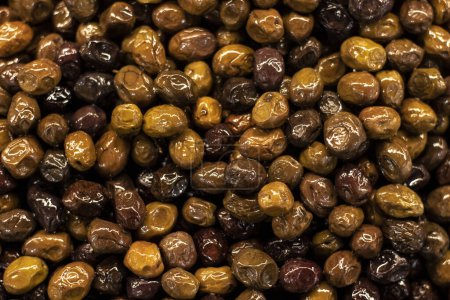 Photo for Dried olives on the counter of the supermarket. Healthy food. - Royalty Free Image