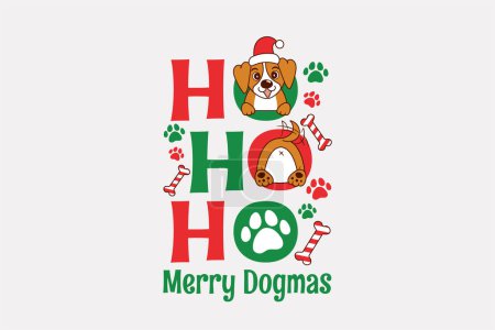 Illustration for Adorable christmas dog design with Santa Claus laugh and butt showing - Royalty Free Image