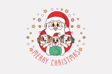 Illustration for Cute christmas dogs with santa - Royalty Free Image