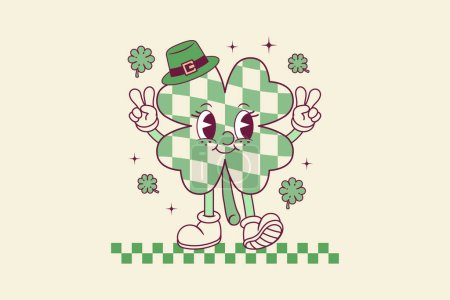 Illustration for Cute retro illustration of clover for patrick day holidays - Royalty Free Image