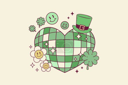 Illustration for Retro disco heart illustration for the holidays patrick day - Royalty Free Image