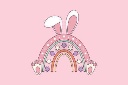 Téléchargez les illustrations : Illustration de lapin de Pâques mignon avec des oreilles de lapin - en licence libre de droit