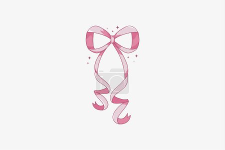 Illustration for Cute coquette style pink bow illustration - Royalty Free Image