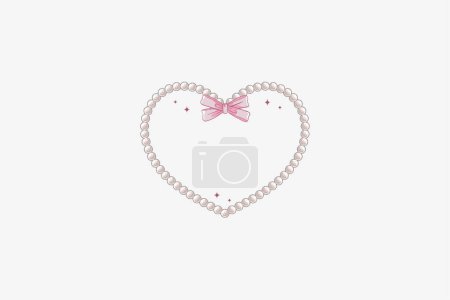 Téléchargez les illustrations : Illustration mignonne de coeur avec perles et arc en style coquette - en licence libre de droit