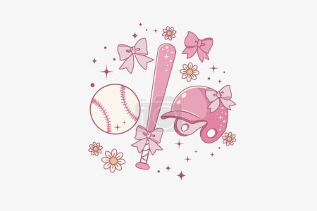 Illustration for Cute coquette style baseball illustration - Royalty Free Image