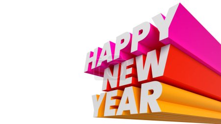 Photo for Happy new year 3d letters sign. coloful background. 2024 new Year party. White background. Copy space - Royalty Free Image
