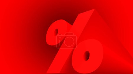 Photo for 3d percent sign. Space to insert text. Red background - Royalty Free Image