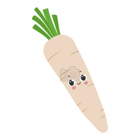 Illustration for Cute funny smiling radish cartoon character vector illustration isolated on white background - Royalty Free Image