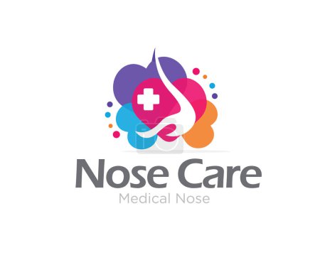 Téléchargez les illustrations : Conception heureuse de logo de soins du nez pour le service médical et clinique - en licence libre de droit