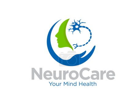 Téléchargez les illustrations : Conception de logo de soins neuronaux pour la protection médicale et consultation clinique - en licence libre de droit