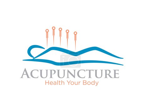 Illustration for Acupuncture spa body health logo for herbal and traditional logo designs for clinic and spa - Royalty Free Image