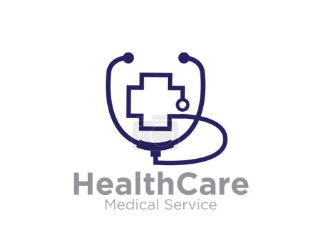 health care logo with stethoscope figure